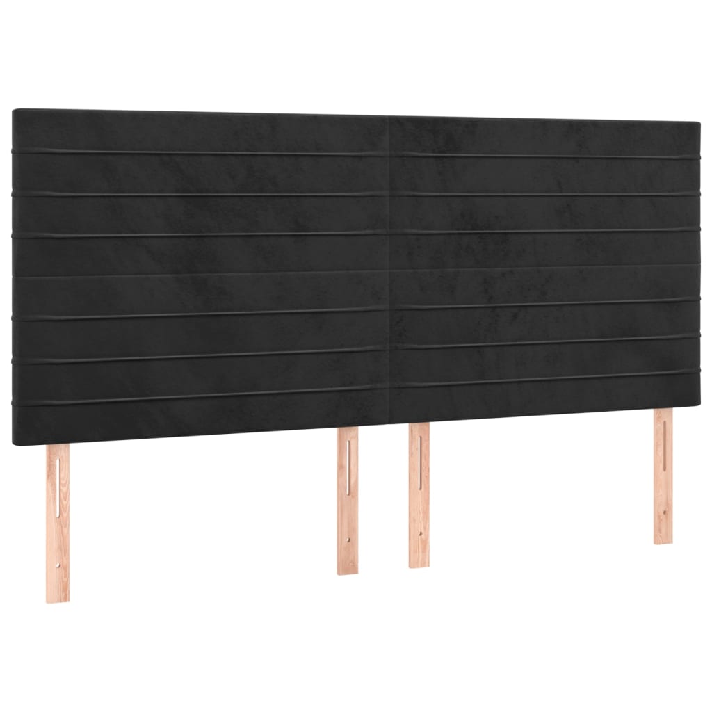 vidaXL Zagłówek do łóżka z LED, czarny, 160x5x118/128 cm, aksamit