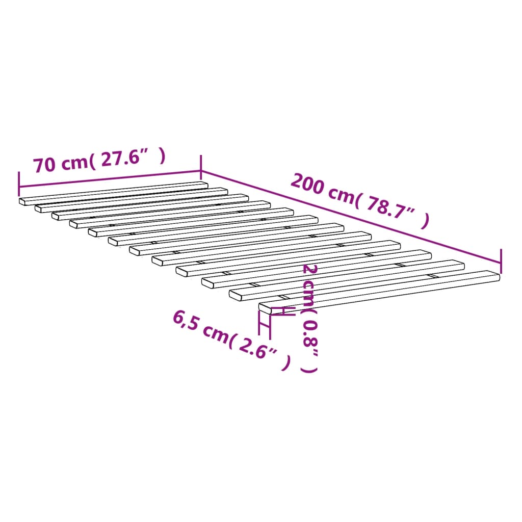 vidaXL Stelaż do łóżka, 70x200 cm, lite drewno sosnowe