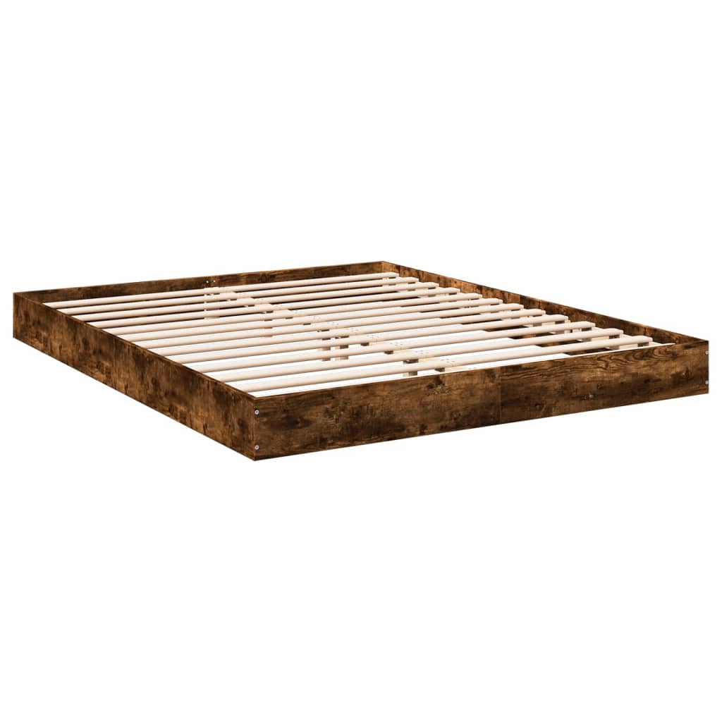 vidaXL Rama łóżka, przydymiony dąb, 160x200cm, materiał drewnopochodny