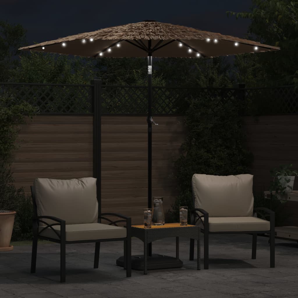 vidaXL Parasol ogrodowy z LED, stalowy słupek, brązowy, 223x223x213 cm