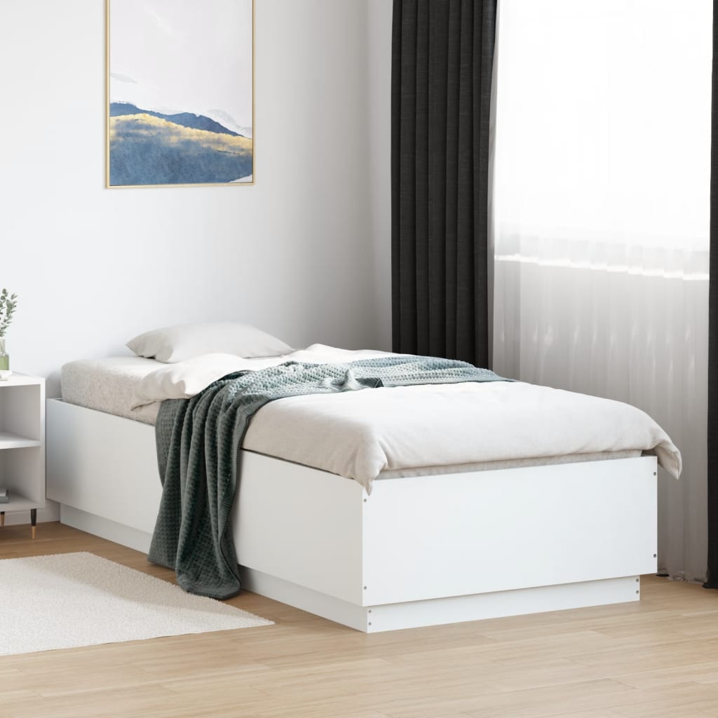 vidaXL Rama łóżka, biała, 100x200 cm, materiał drewnopochodny