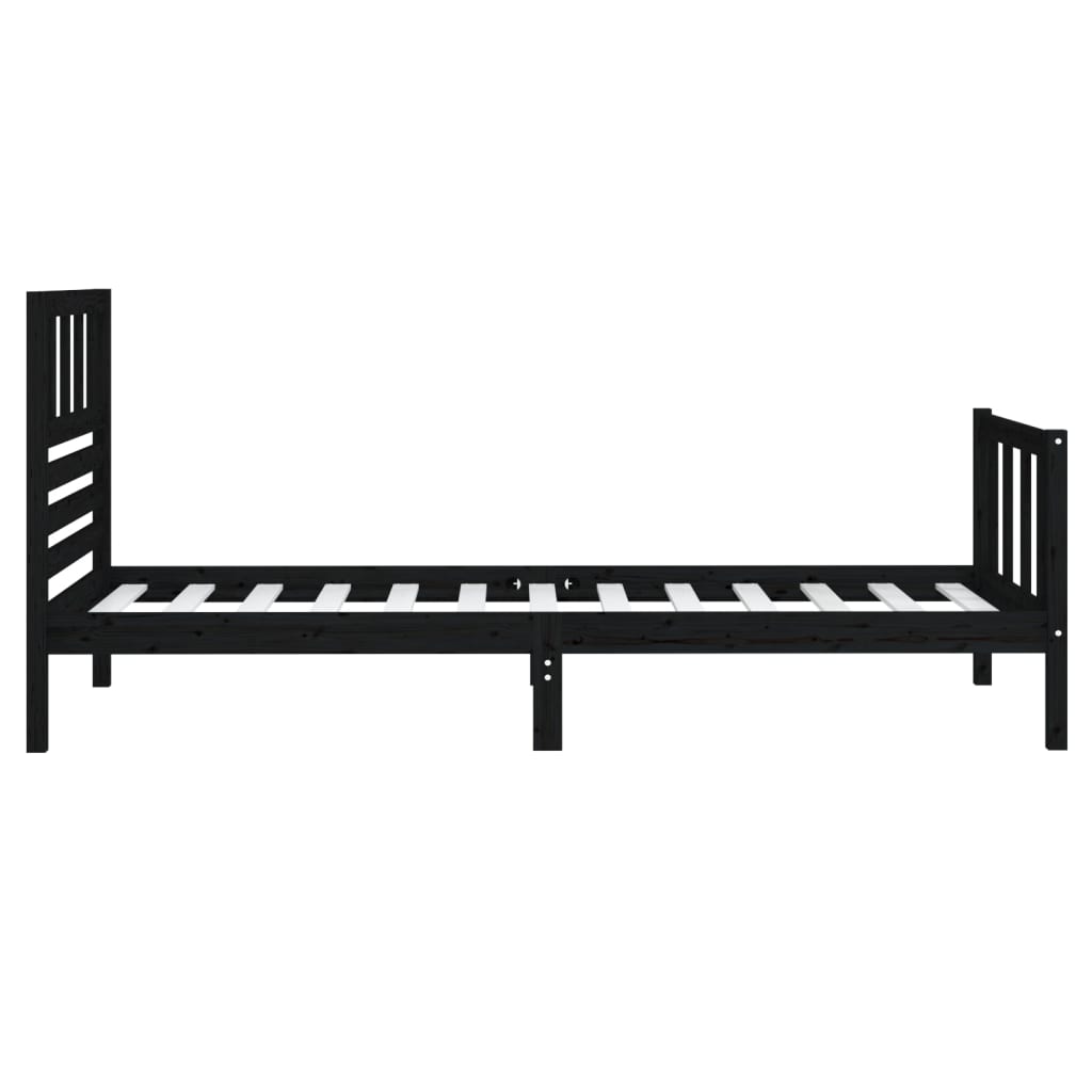 vidaXL Rama łóżka, czarna, lite drewno, 90x200 cm