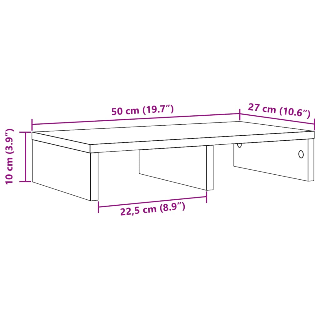 vidaXL Podstawka pod monitor, dąb sonoma, 50x27x10 cm