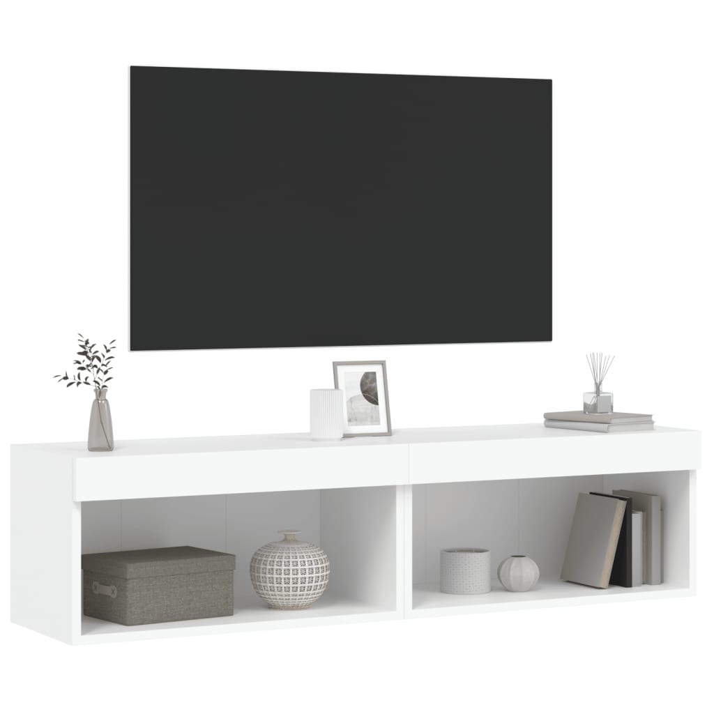 vidaXL Szafki pod TV, z oświetleniem LED, 2 szt., białe, 60x30x30 cm