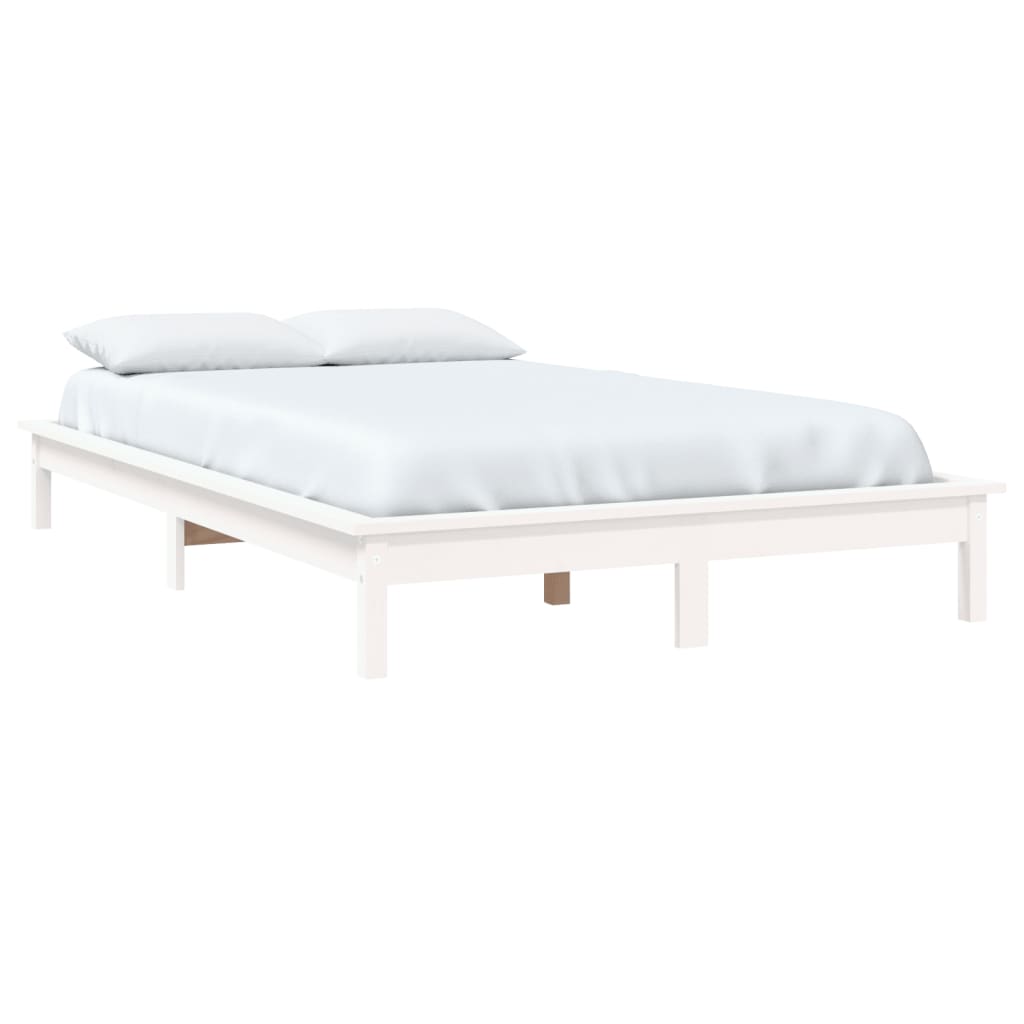 vidaXL Rama łóżka, biała,140 x 200 cm, lite drewno sosnowe