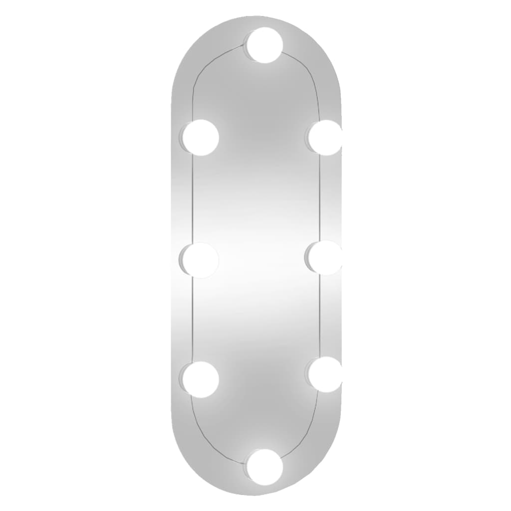 vidaXL Lustro ścienne z LED, 20x50 cm, szklane, owalne