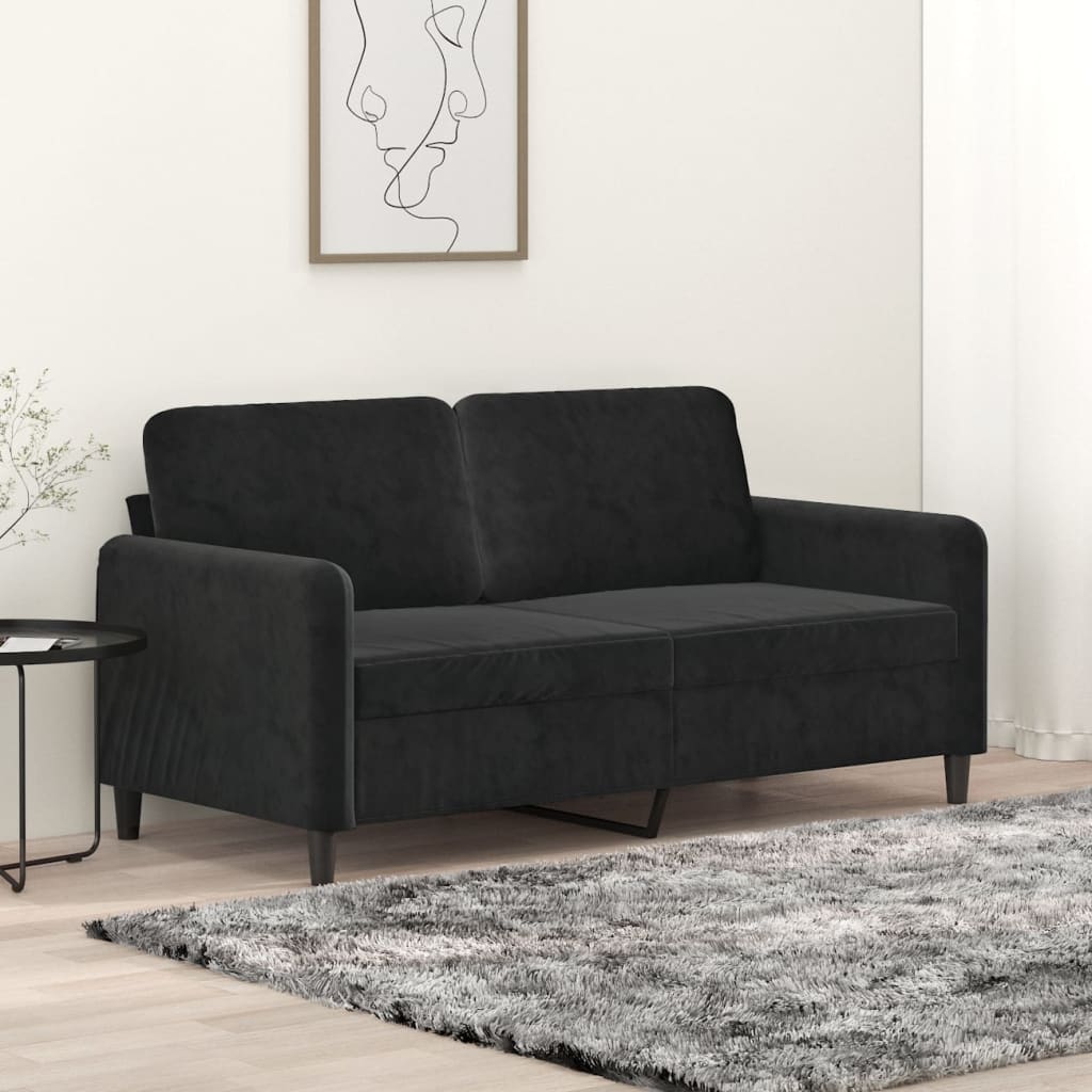 vidaXL Sofa 2-osobowa, czarna, 140 cm, tapicerowana aksamitem