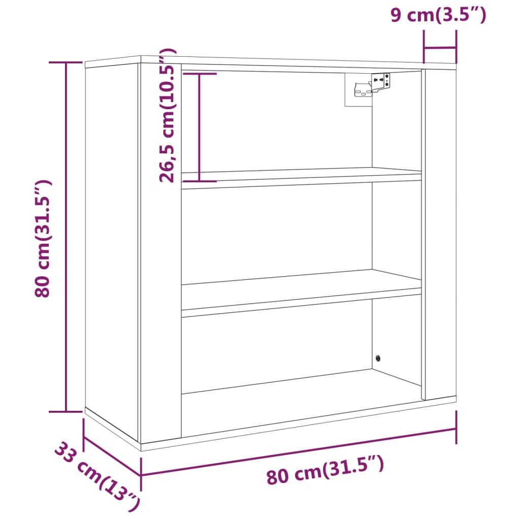 vidaXL Szafka ścienna, biała, 80x33x80 cm, materiał drewnopochodny