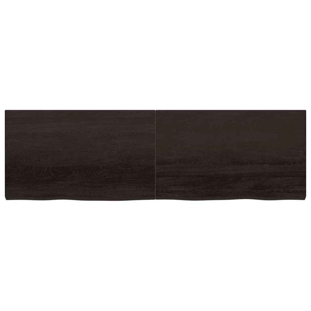 vidaXL Półka, ciemnobrązowa, 200x60x(2-6) cm, wykończone drewno dębowe