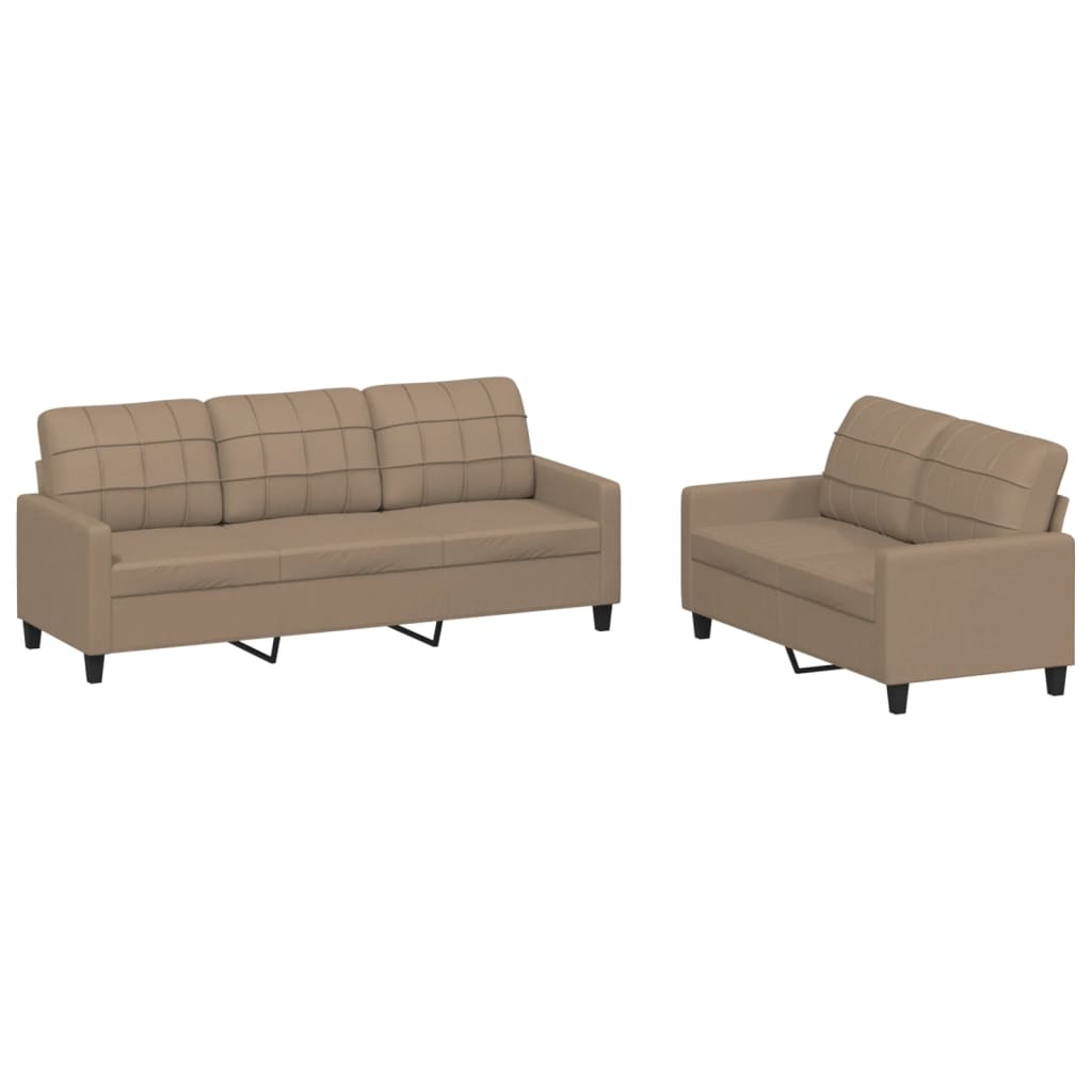 vidaXL 2-osobowa sofa z poduszkami, cappuccino, sztuczna skóra