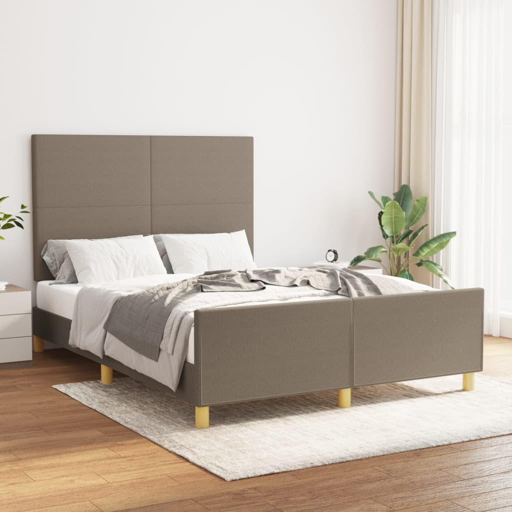 vidaXL Rama łóżka z zagłówkiem, taupe, 140x200 cm, obita tkaniną