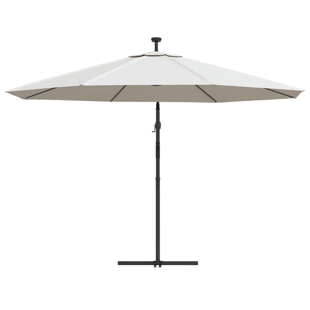 vidaXL Parasol wiszący z LED i metalowym słupkiem, 350 cm, piaskowy