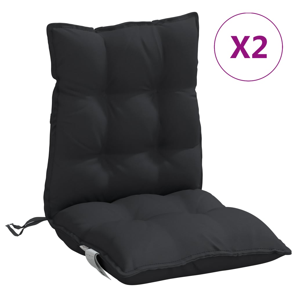 vidaXL Poduszki na krzesła z niskim oparciem, 2 szt., czarne