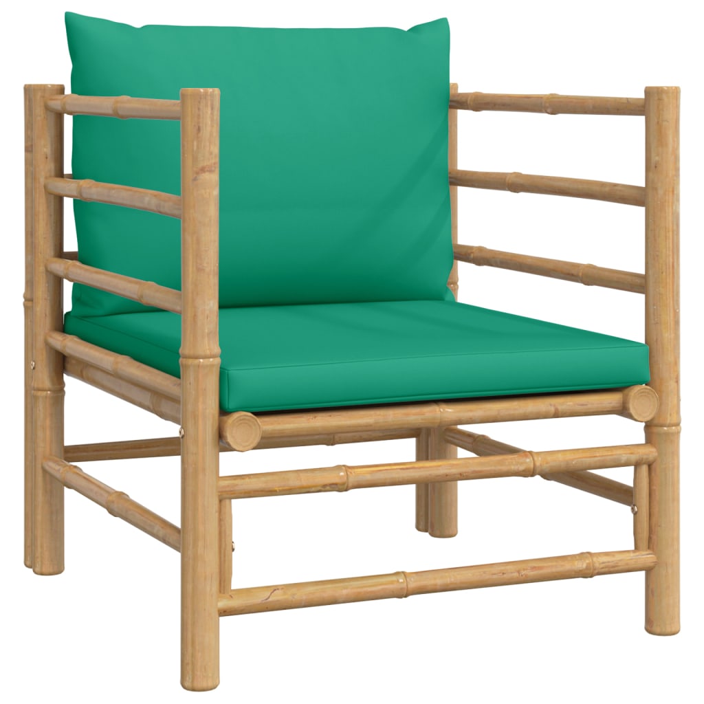 vidaXL Sofa ogrodowa z zielonymi poduszkami, bambusowa