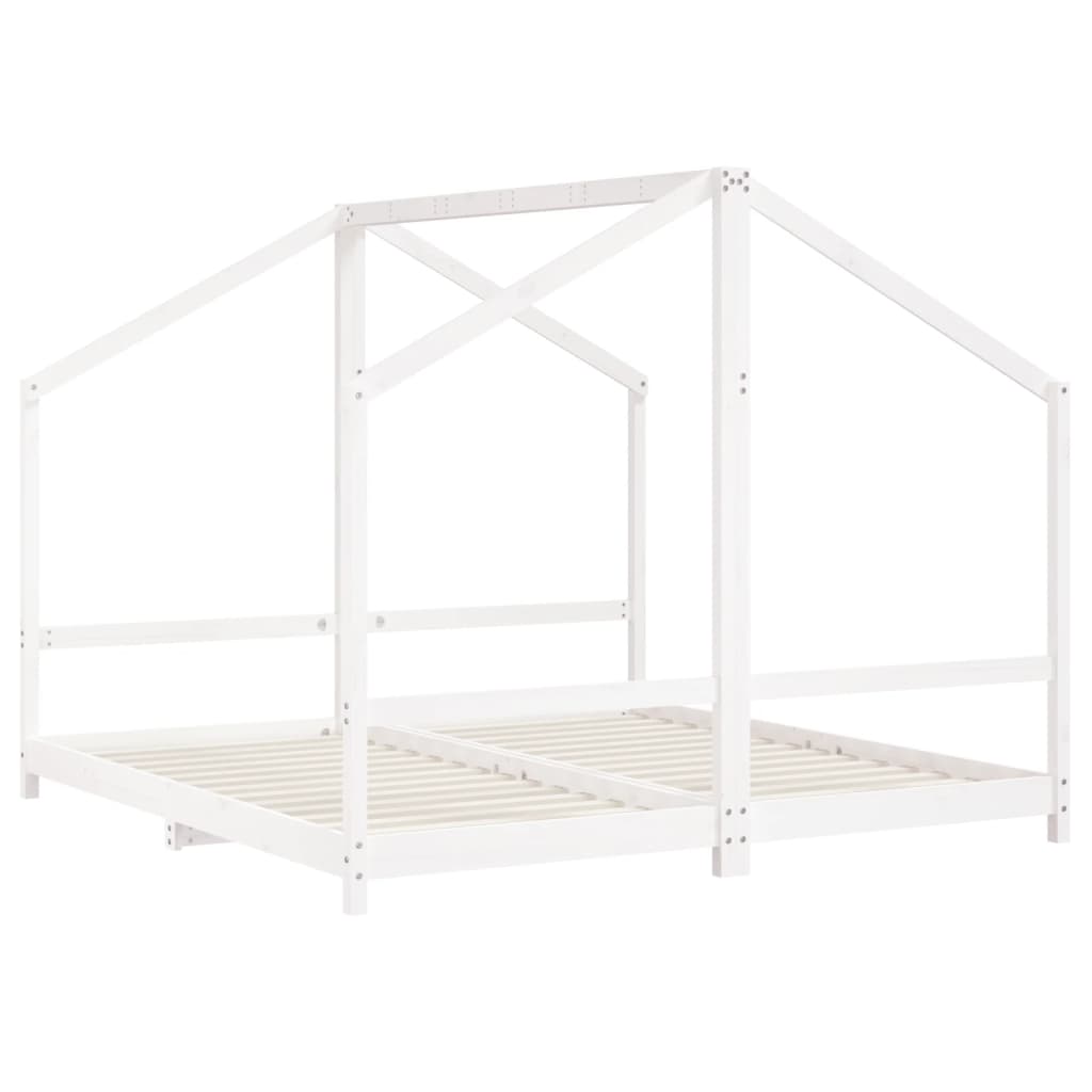 vidaXL Rama łóżka dziecięcego, biała, 2x(90x190) cm, drewno sosnowe
