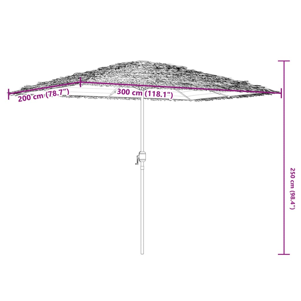 vidaXL Parasol ogrodowy na stalowym słupku, brązowy, 300x200x250 cm