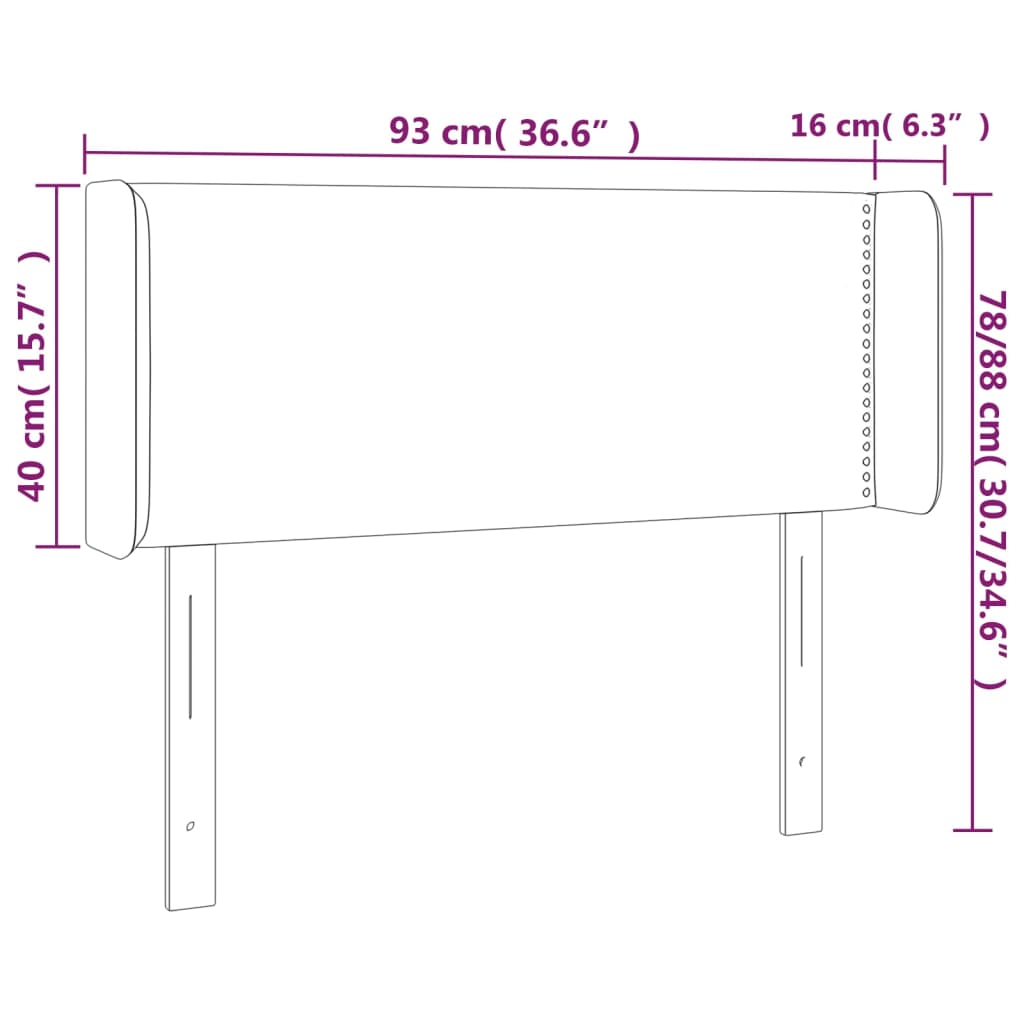 vidaXL Zagłówek do łóżka z LED, jasnoszary, 93x16x78/88 cm, tkanina