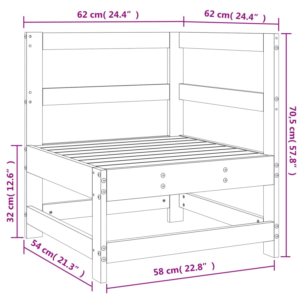 vidaXL Ogrodowa sofa narożna, czarna, lite drewno sosnowe