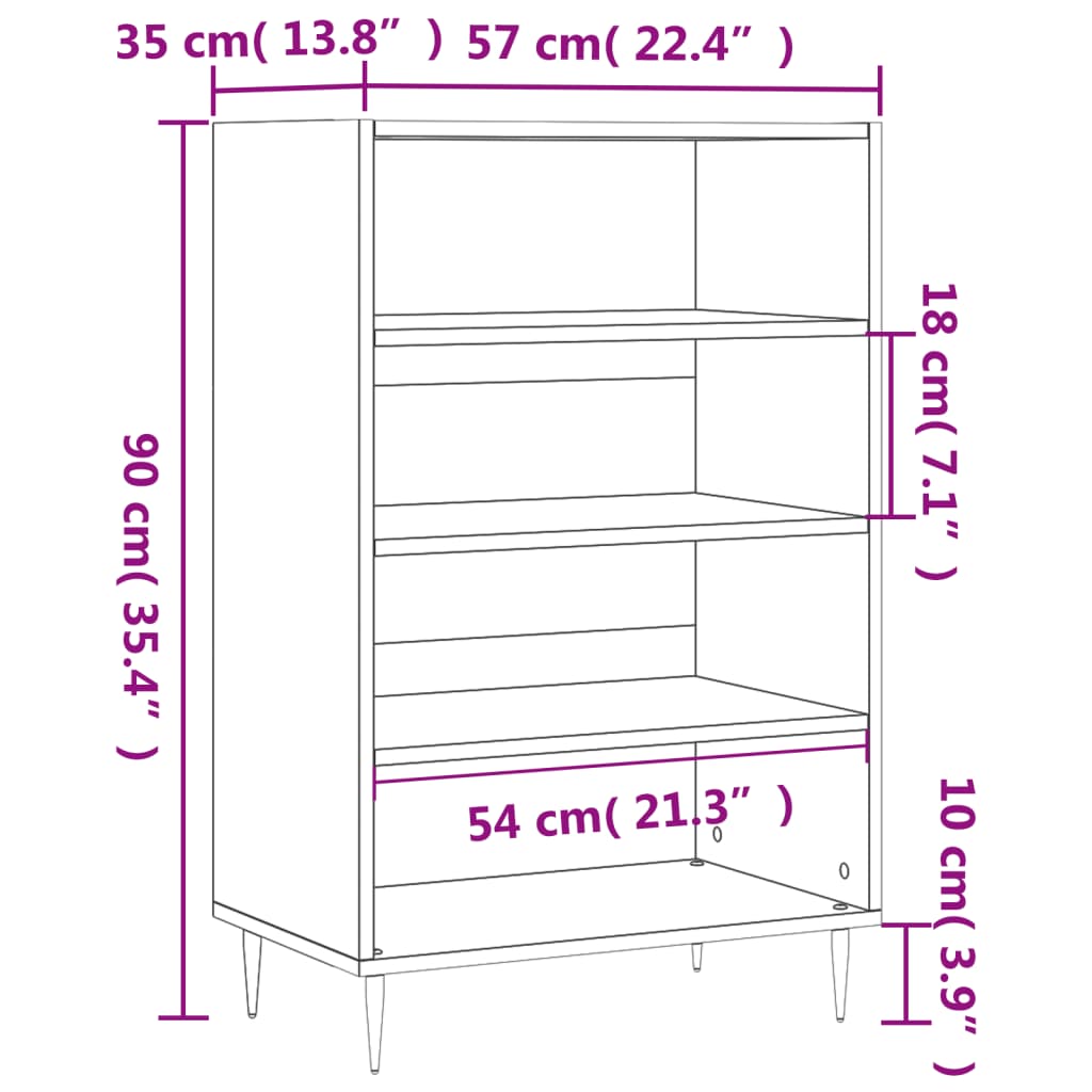 vidaXL Szafka, biała, 57x35x90 cm, materiał drewnopochodny