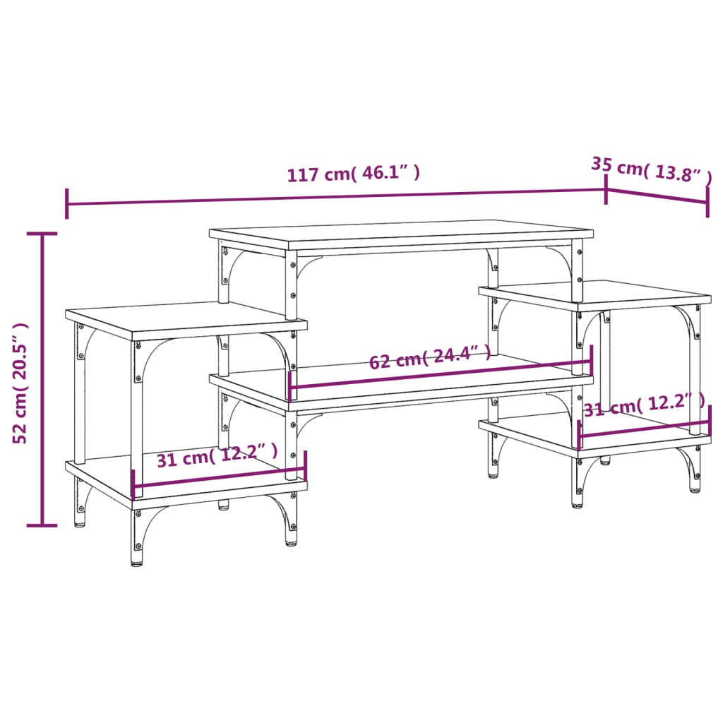 vidaXL Szafka pod TV, czarna, 117x35x52 cm, materiał drewnopochodny