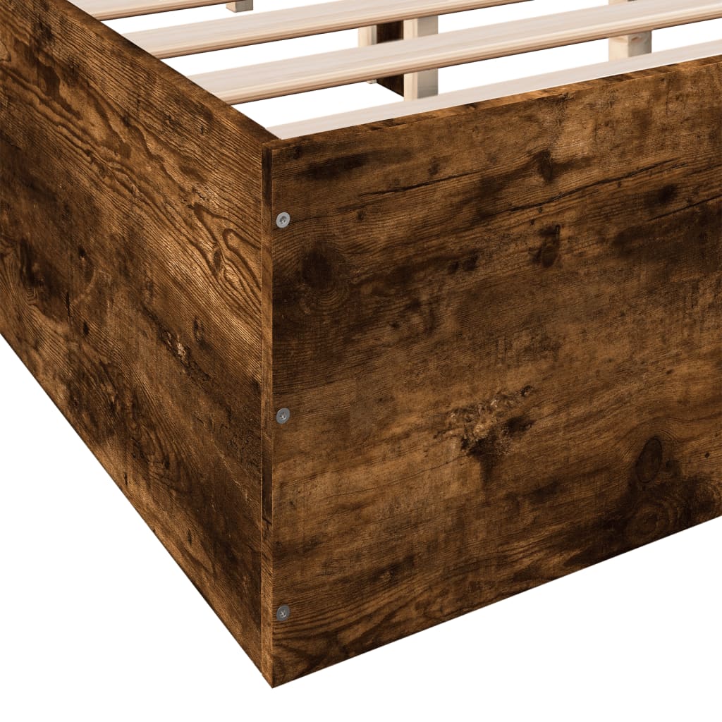 vidaXL Rama łóżka, przydymiony dąb, 120x190cm, materiał drewnopochodny