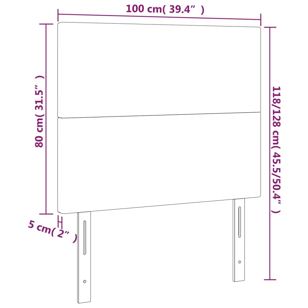 vidaXL Zagłówek do łóżka z LED, taupe, 100x5x118/128 cm, tkanina