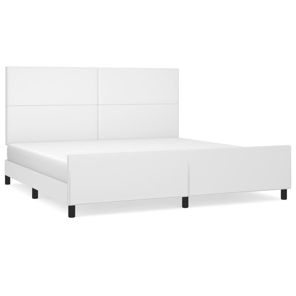vidaXL Rama łóżka z zagłówkiem, biała, 200x200 cm, sztuczna skóra
