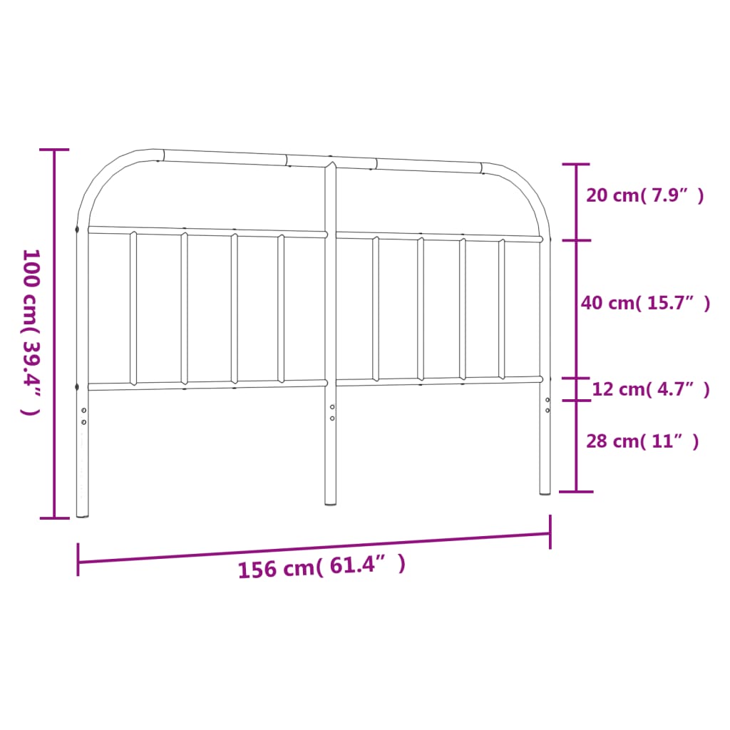 vidaXL Metalowe wezgłowie, białe, 150 cm