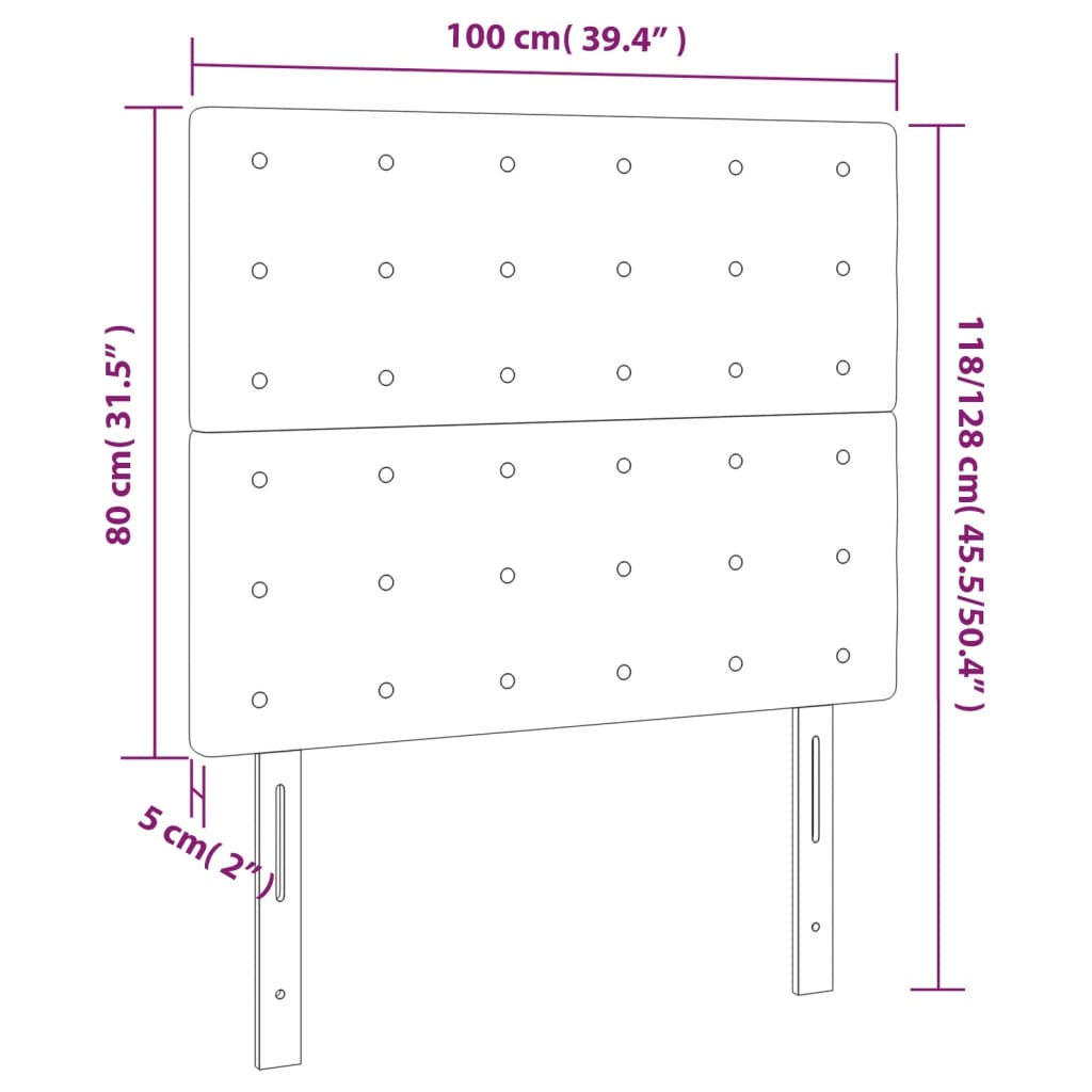 vidaXL Zagłówek do łóżka z LED, jasnoszary, 100x5x118/128 cm, aksamit