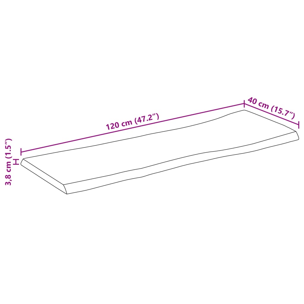 vidaXL Blat stołu, 120x40x3,8 cm, naturalna krawędź, lite drewno mango