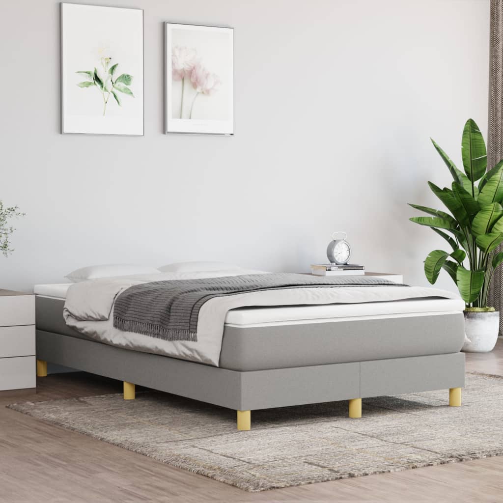 vidaXL Rama łóżka, jasnoszara, 120 x 200 cm, tapicerowana tkaniną