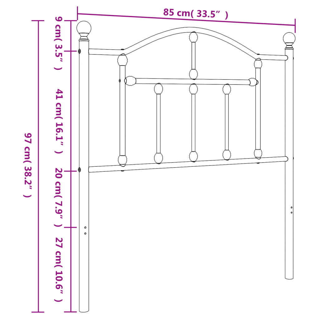 vidaXL Metalowe wezgłowie, białe, 80 cm