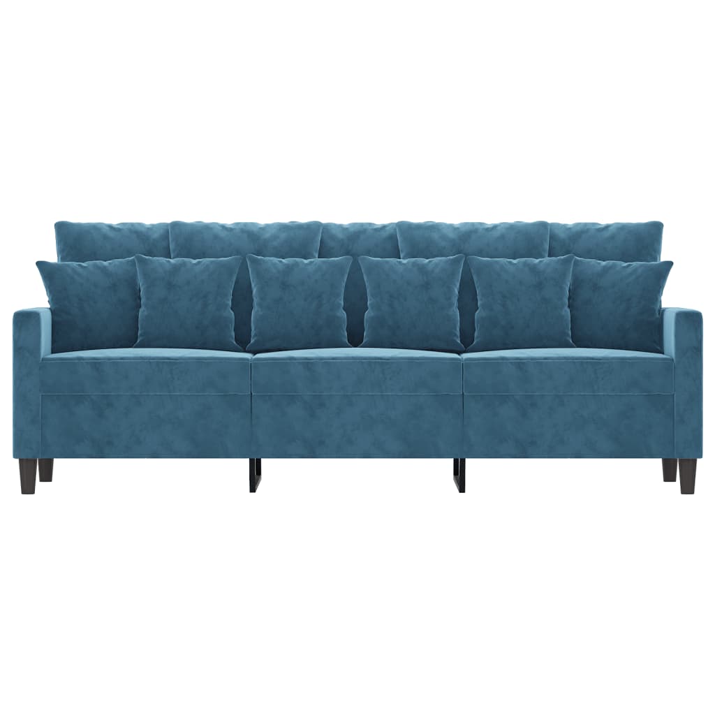 vidaXL Sofa 3-osobowa, niebieski, 180 cm, tapicerowana aksamitem