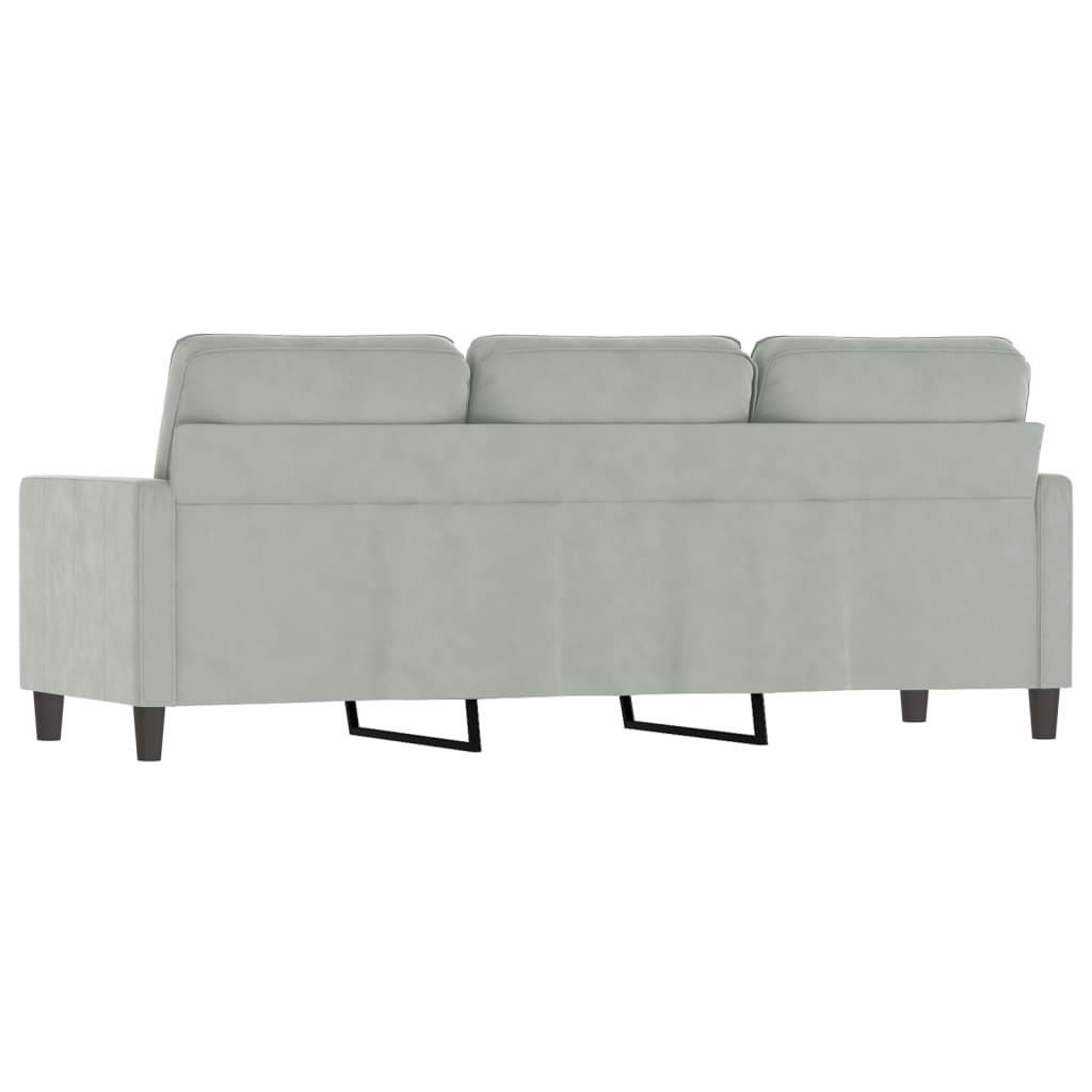 vidaXL Sofa 3-osobowa, jasnoszara, 180 cm, tapicerowana aksamitem