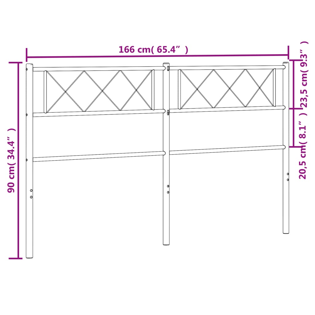 vidaXL Metalowe wezgłowie, czarne, 160 cm