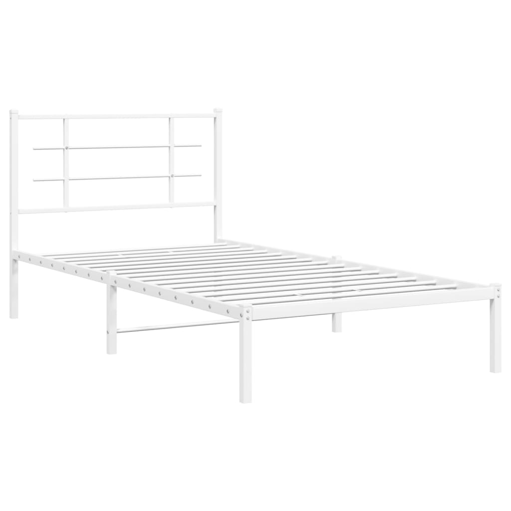 vidaXL Metalowa rama łóżka z wezgłowiem, biała, 100x200 cm
