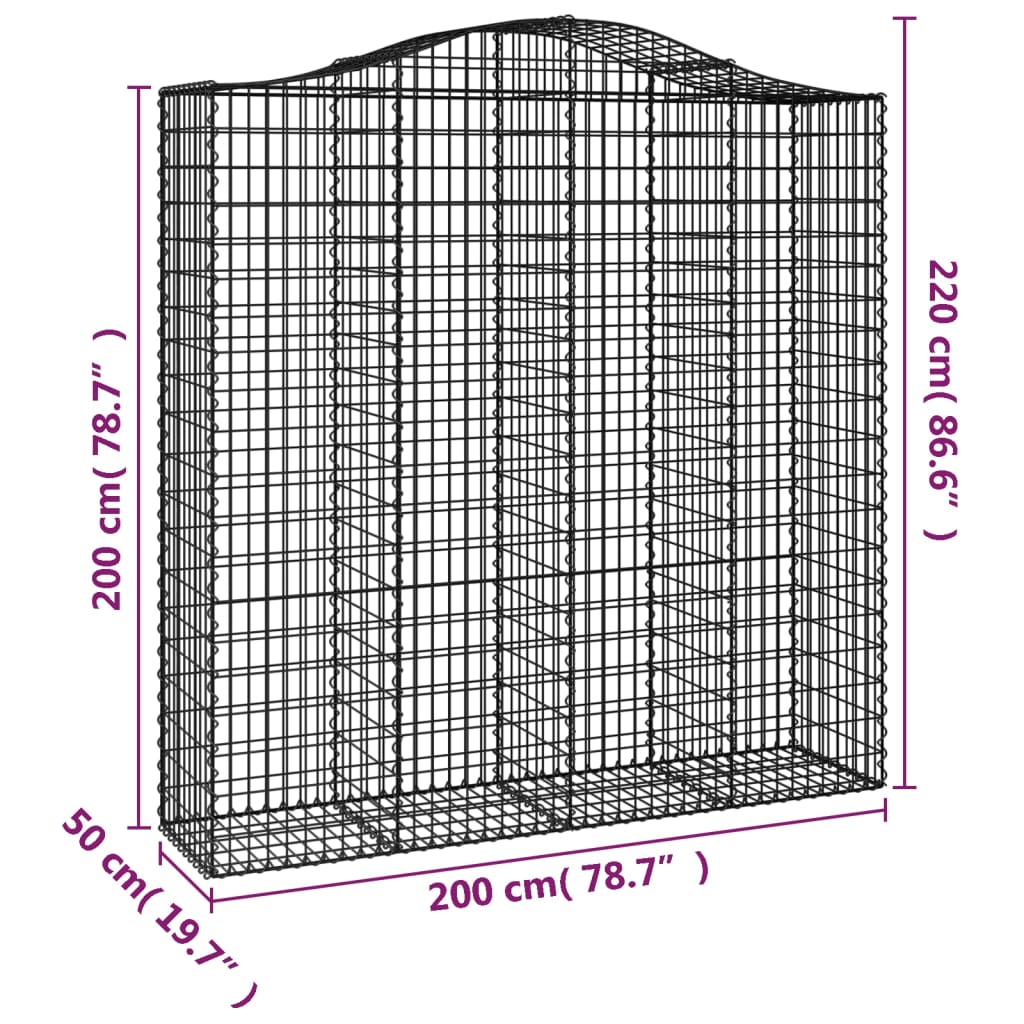 vidaXL Kosze gabionowe, 2 szt, 200x50x200/220cm, galwanizowane żelazo