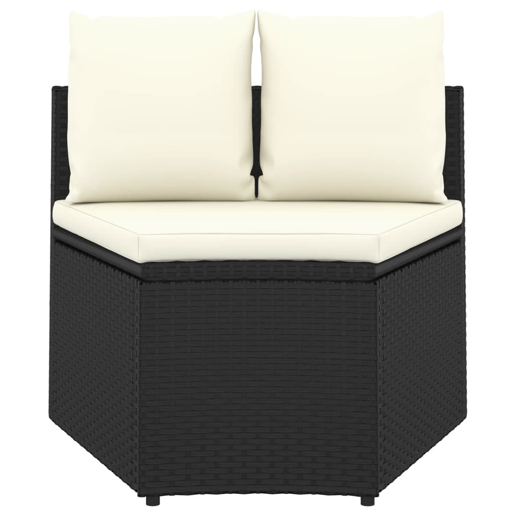 vidaXL 7-częściowa sofa ogrodowa z poduszkami, rattan PE, czarna