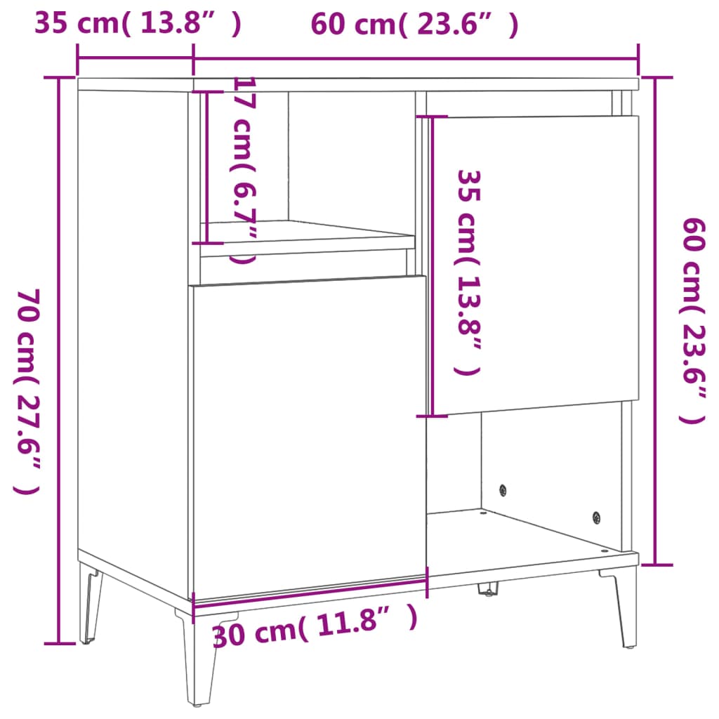 vidaXL Komody, 2 szt., białe, 60x35x70 cm, materiał drewnopochodny