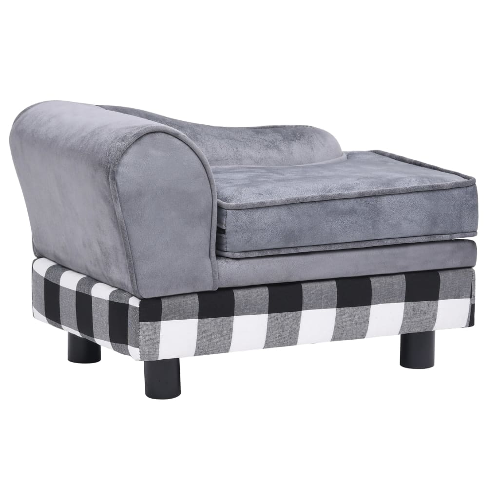 vidaXL Sofa dla psa, szara, 57x34x36 cm, pluszowa