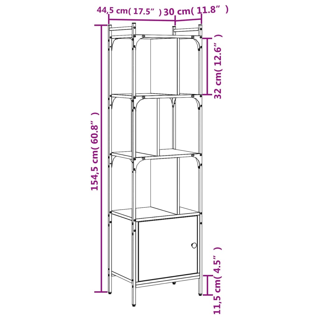 vidaXL Biblioteczka z drzwiczkami, czarna, 44,5x30x154,5 cm