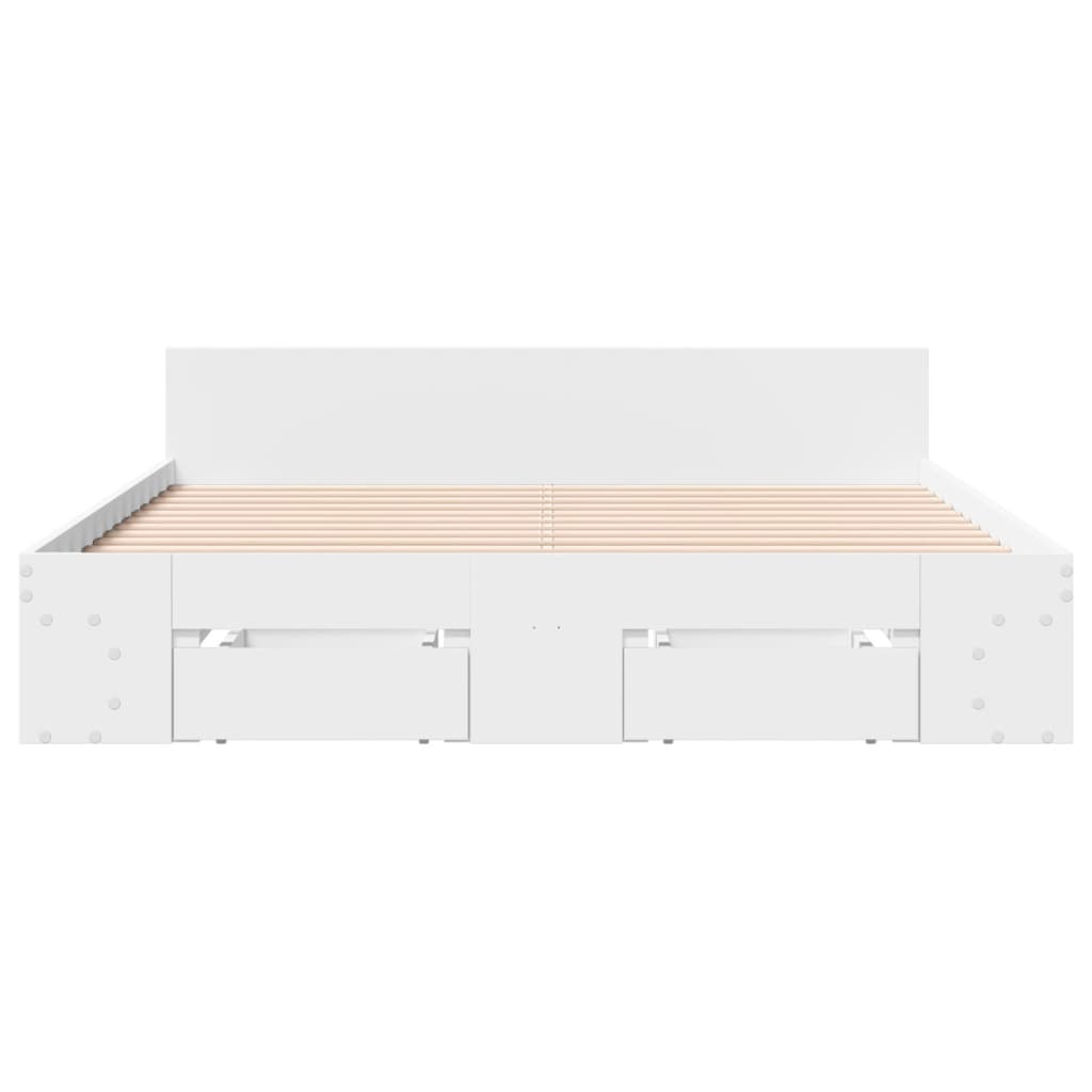 vidaXL Rama łóżka z szufladami, biała, 120x200 cm