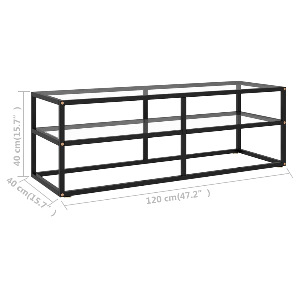 vidaXL Szafka pod telewizor, czarna z hartowanym szkłem, 120x40x40 cm