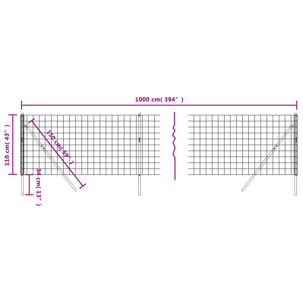 vidaXL Ogrodzenie ze zgrzewanej siatki, zielone, 1,1x10 m