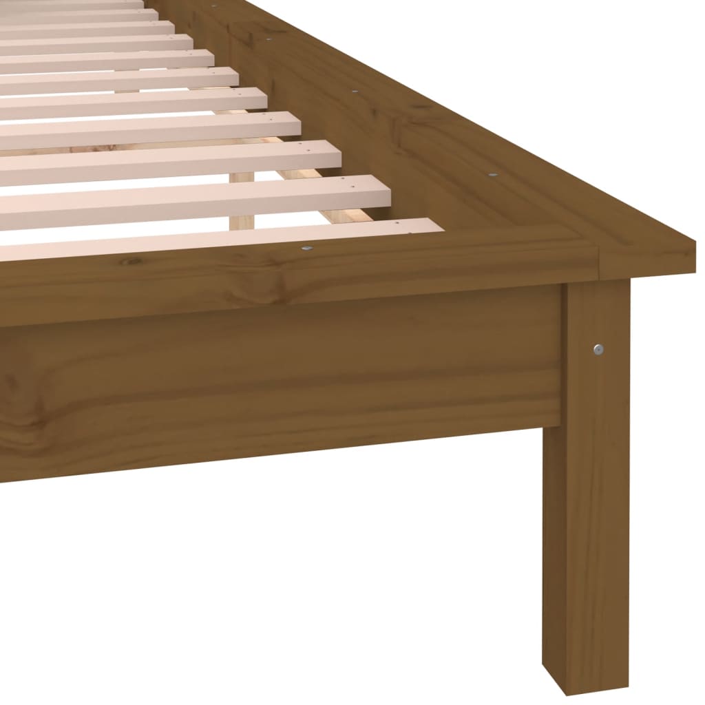 vidaXL Rama łóżka z LED, miodowy brąz, 135x190 cm, lite drewno