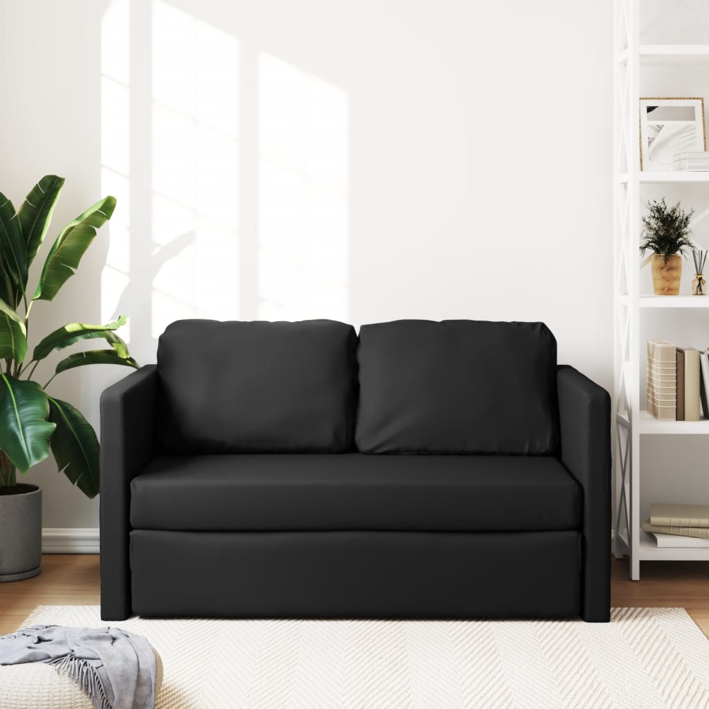 vidaXL Sofa podłogowa 2-w-1, czarna, 112x174x55 cm, sztuczna skóra