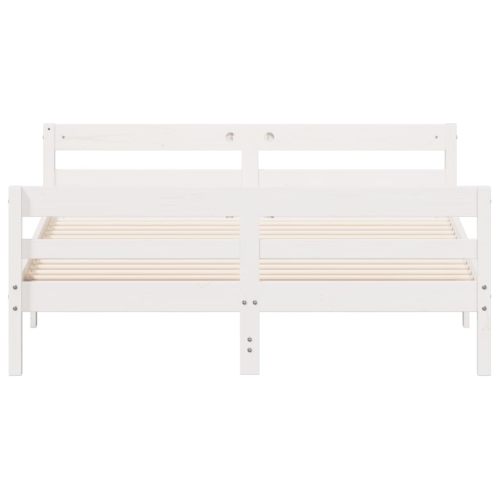 vidaXL Rama łóżka z wezgłowiem, biała, 120x200 cm, lite drewno sosnowe