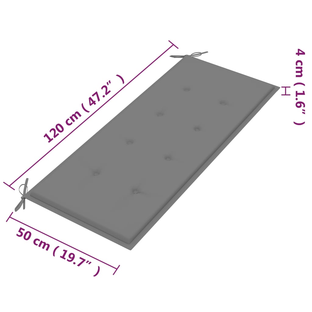 vidaXL 2-os. ławka ogrodowa z poduszką, 120 cm, lity eukaliptus