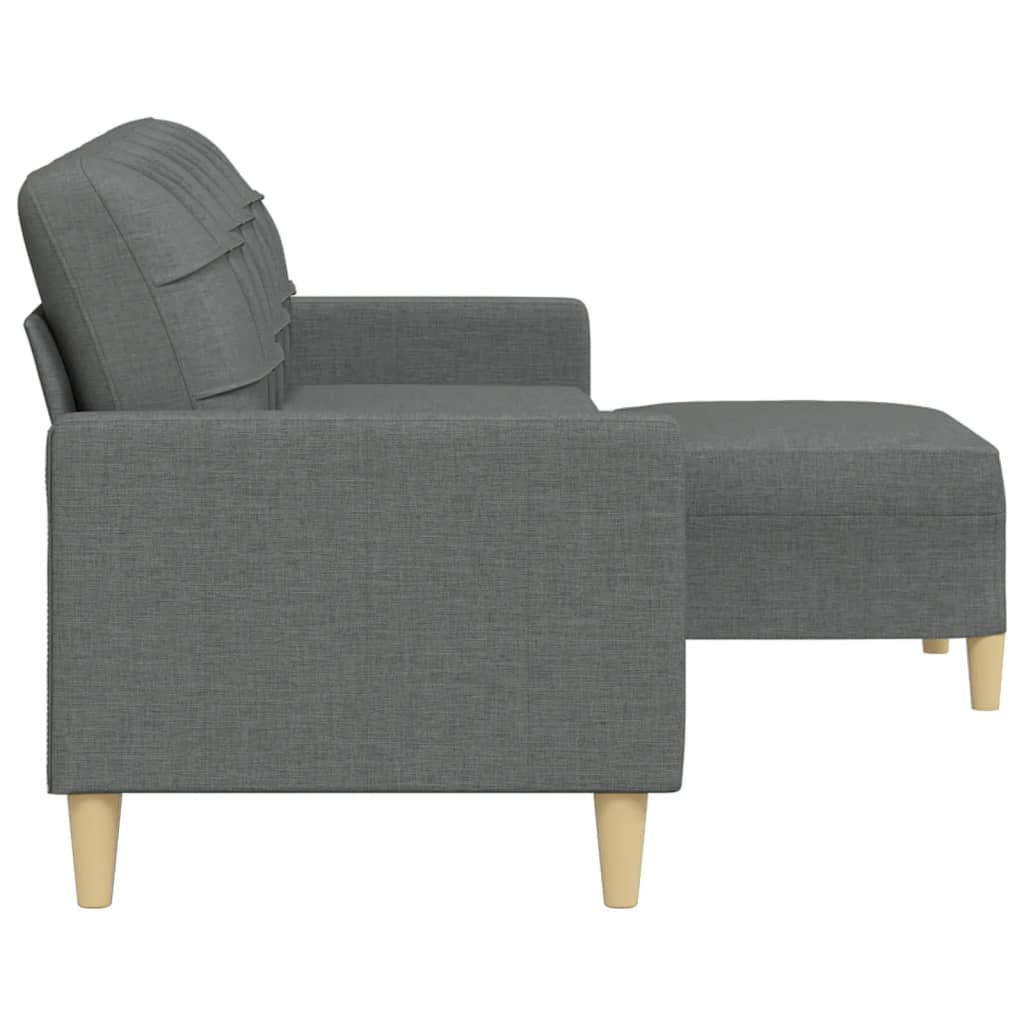 vidaXL 3-osobowa sofa z podnóżkiem, ciemnoszara, 210 cm, tkaniną