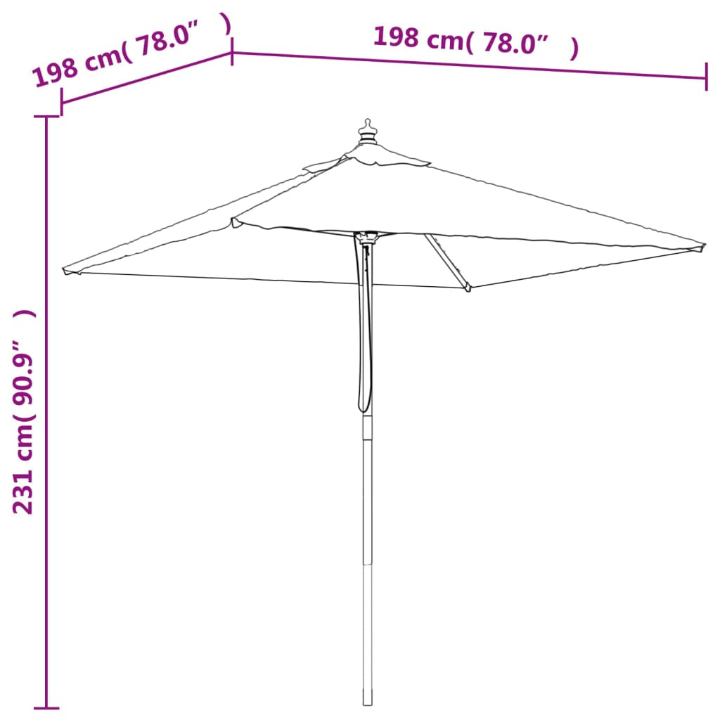 vidaXL Parasol ogrodowy na drewnianym słupku, taupe, 198x198x231 cm